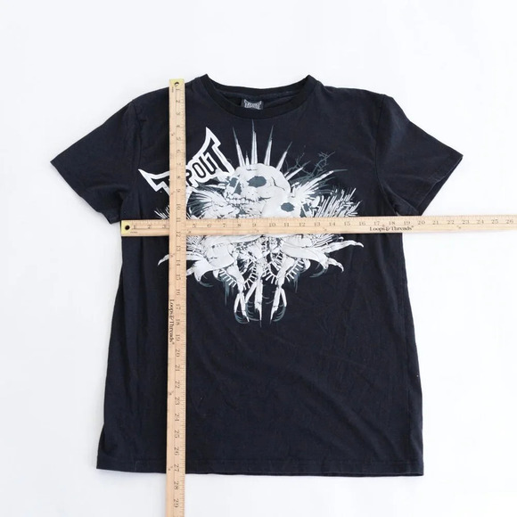 Vintage Tapout Y2K Black White Skull Puff Print Skull Grunge Short Sleeve Shirt - Picture 3 of 11